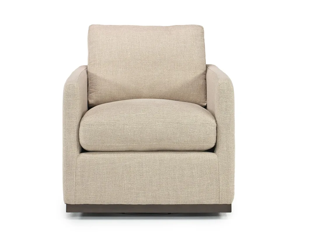 Mor Furniture Flax Swivel Chair In Coffee Leather