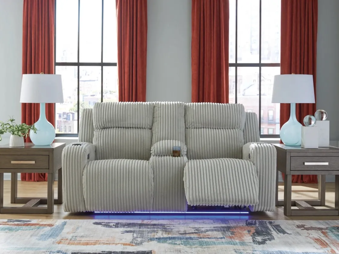 Mor Furniture Forest Lake 2 Power Console Loveseat In Alloy