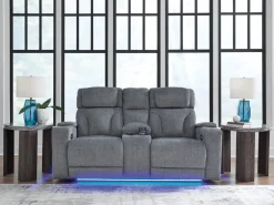 Mor Furniture Forest Lake 2 Power Console Loveseat In Alloy