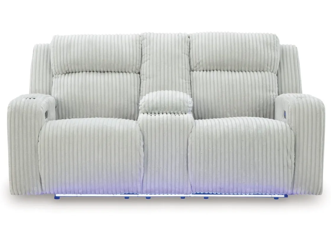 Mor Furniture Forest Lake 2 Power Console Loveseat In Alloy