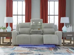 Mor Furniture Forest Lake 2 Power Sofa W/ Drop Down Table In Alloy