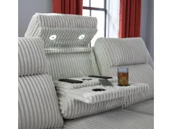 Mor Furniture Forest Lake 2 Power Sofa W/ Drop Down Table In Alloy