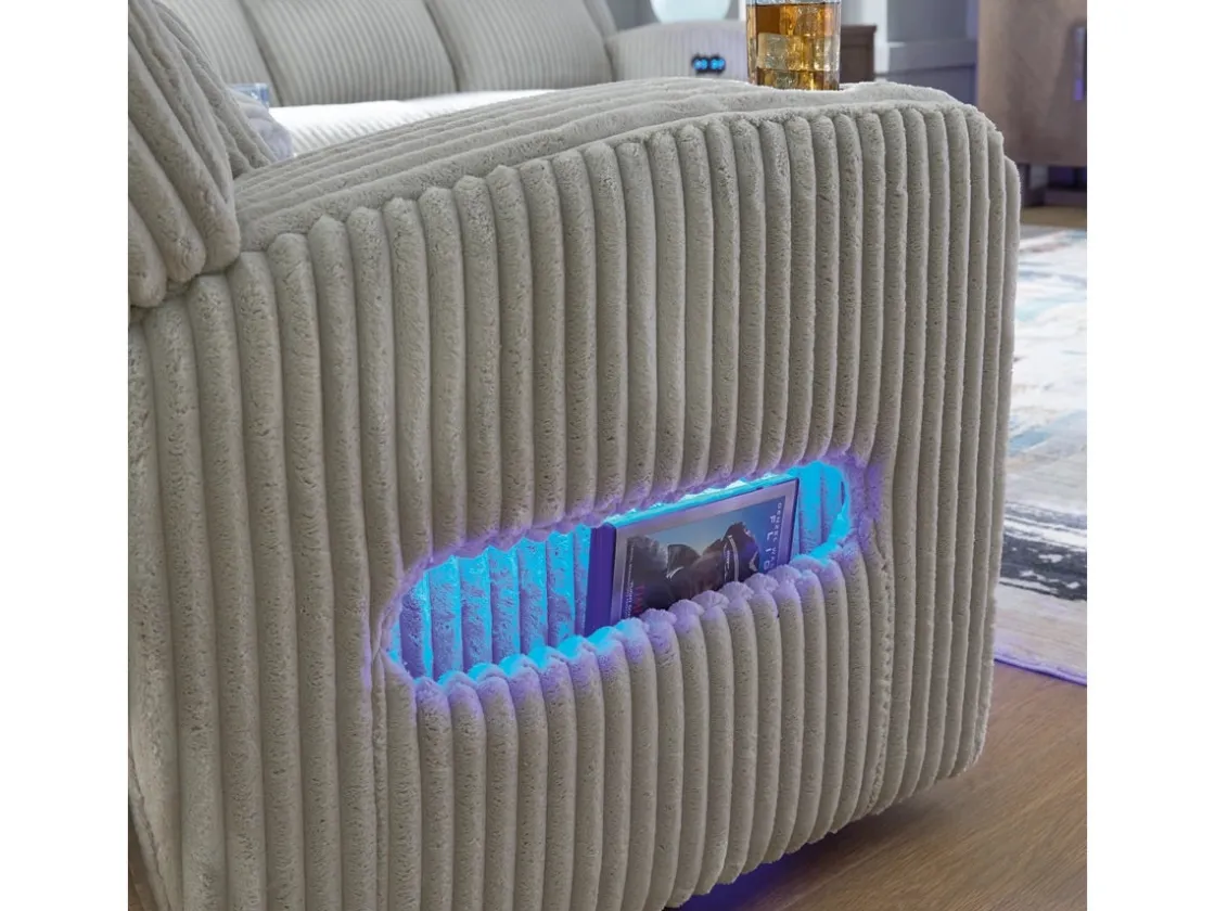 Mor Furniture Forest Lake 2 Power Sofa W/ Drop Down Table In Alloy