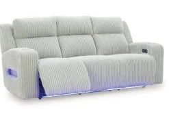 Mor Furniture Forest Lake 2 Power Sofa W/ Drop Down Table In Alloy