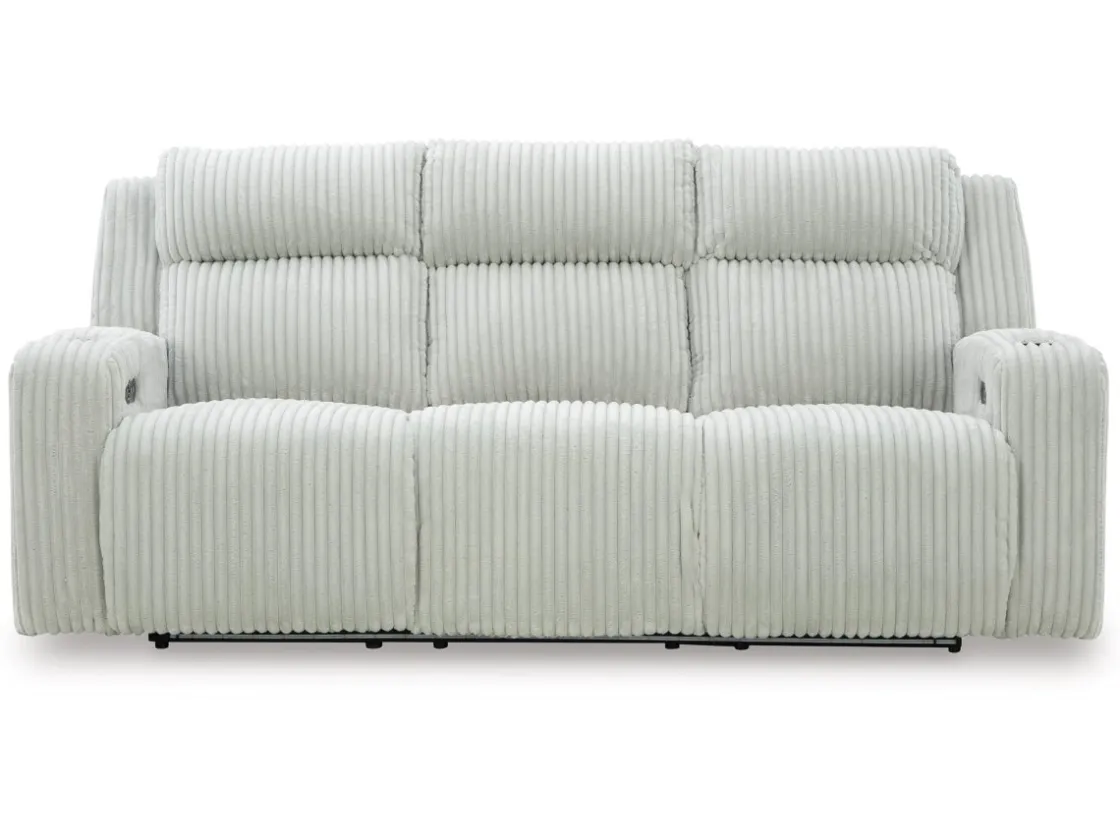 Mor Furniture Forest Lake 2 Power Sofa W/ Drop Down Table In Alloy