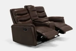 Mor Furniture Forte Reclining Console Loveseat In Dark Brown