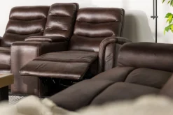 Mor Furniture Forte Reclining Console Loveseat In Dark Brown