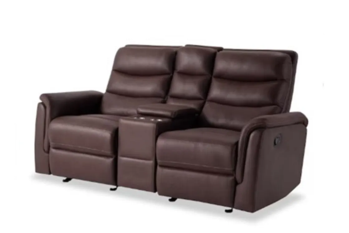 Mor Furniture Forte Reclining Sofa & Console Loveseat In Dark Brown