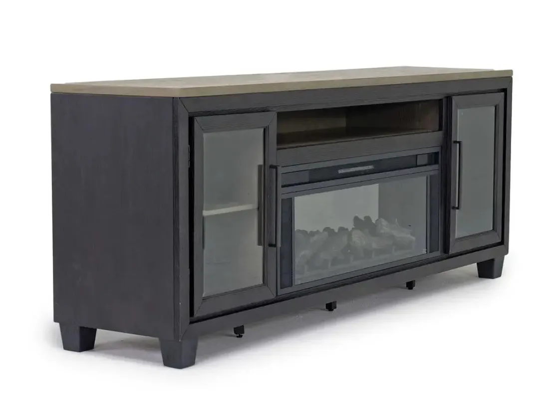 Mor Furniture Foyland Fireplace Console In Black/Brown
