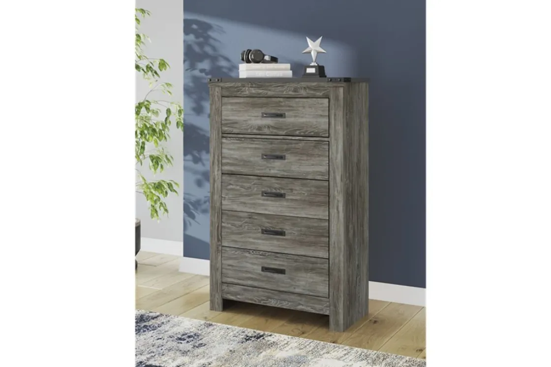 Mor Furniture Frandern 5 Drawer Chest In Gray