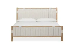 Mor Furniture Furano Channel Upholstered Panel Bed, Dresser, Mirror & Nightstand In Ginger, Full