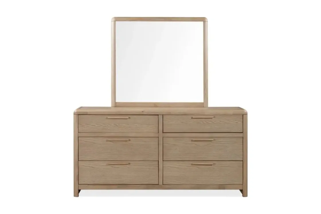 Mor Furniture Furano Channel Upholstered Panel Bed, Dresser, Mirror & Nightstand In Ginger, Full