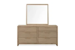 Mor Furniture Furano Channel Upholstered Panel Bed, Dresser, Mirror & Nightstand In Ginger, Full