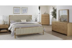 Mor Furniture Furano Channel Upholstered Panel Bed, Dresser, Mirror & Nightstand In Ginger, Full