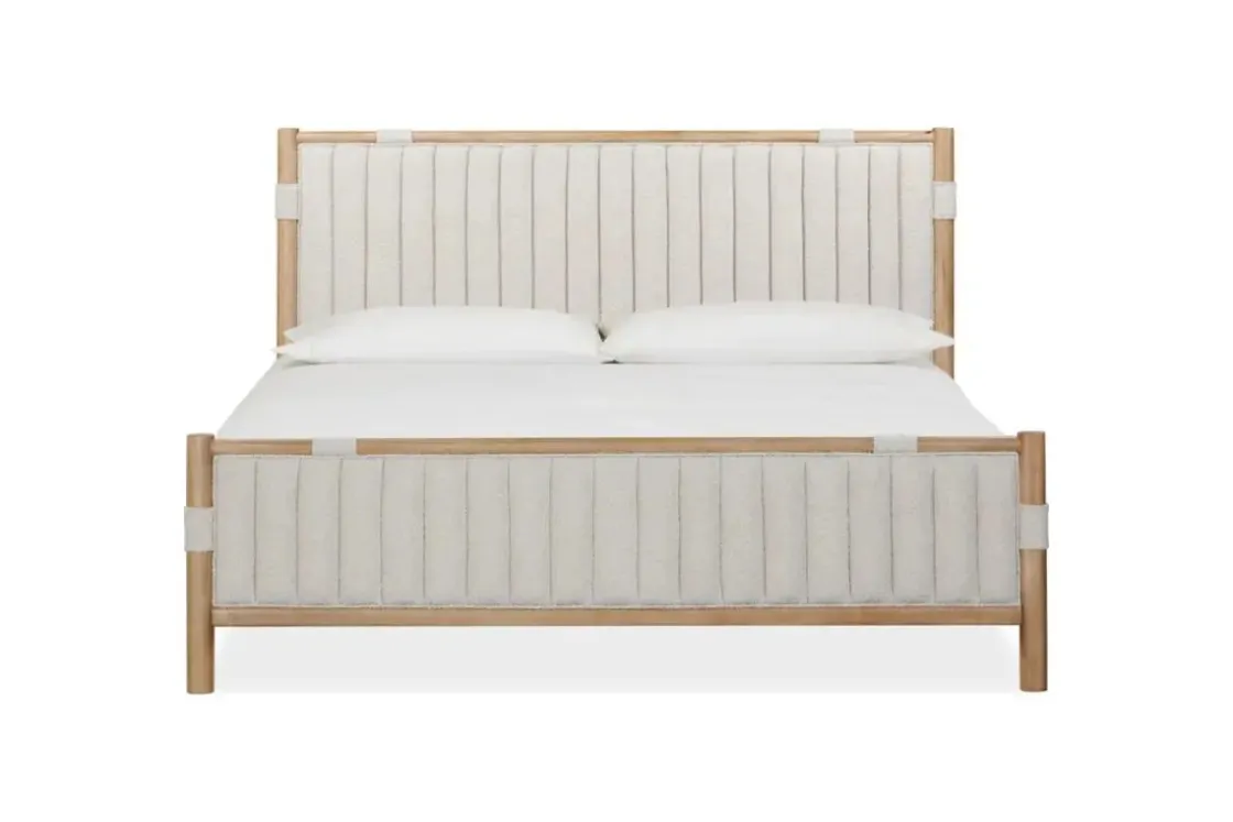 Mor Furniture Furano Channel Upholstered Panel Bed, Dresser, Mirror & Nightstand In Ginger, Full