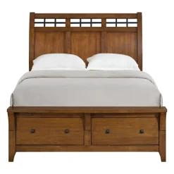 Mor Furniture Gage Sleigh Bed W/ Storage, Dresser, Mirror & Nightstand In Chestnut, Queen