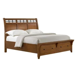 Mor Furniture Gage Sleigh Bed W/ Storage, Dresser, Mirror & Nightstand In Chestnut, Queen