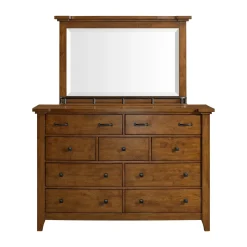 Mor Furniture Gage Sleigh Bed W/ Storage, Dresser, Mirror & Nightstand In Chestnut, Queen