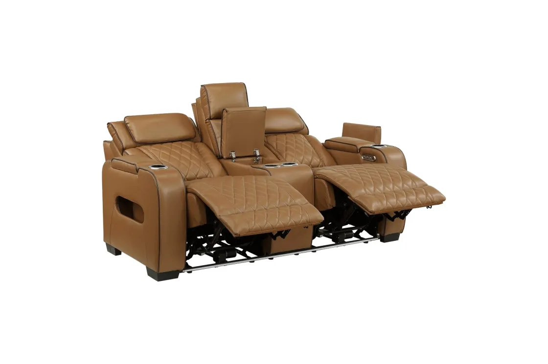 Mor Furniture Gallington 2 Power Console Loveseat In Brown