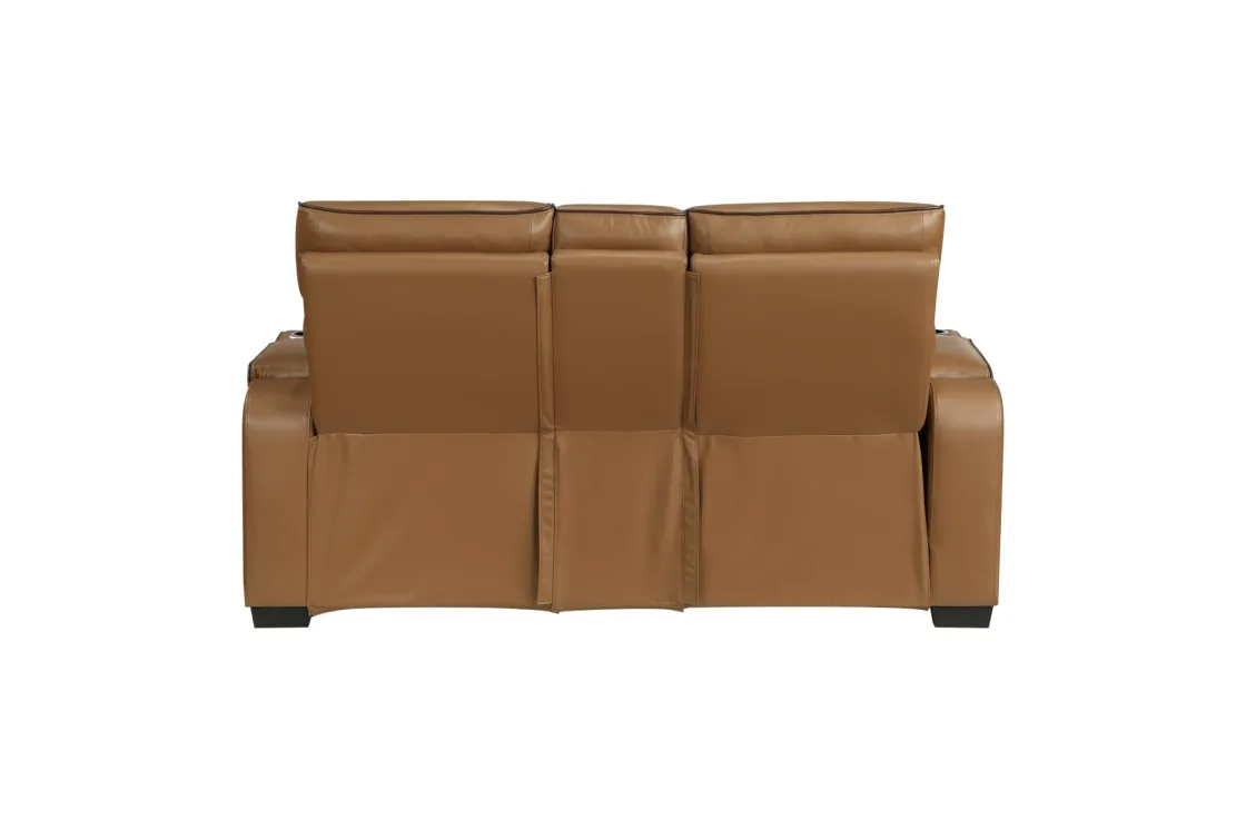 Mor Furniture Gallington 2 Power Console Loveseat In Brown