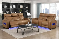 Mor Furniture Gallington 2 Power Console Loveseat In Brown