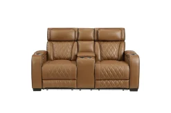 Mor Furniture Gallington 2 Power Sofa & Console Loveseat In Brown