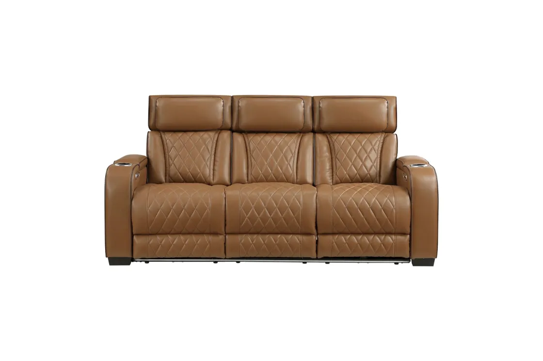 Mor Furniture Gallington 2 Power Sofa W/ Drop Down Console In Brown