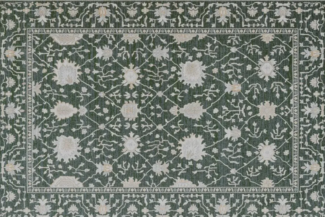 Mor Furniture Gatsby Monroe Rug In Green/Cream, 5’ X 7’