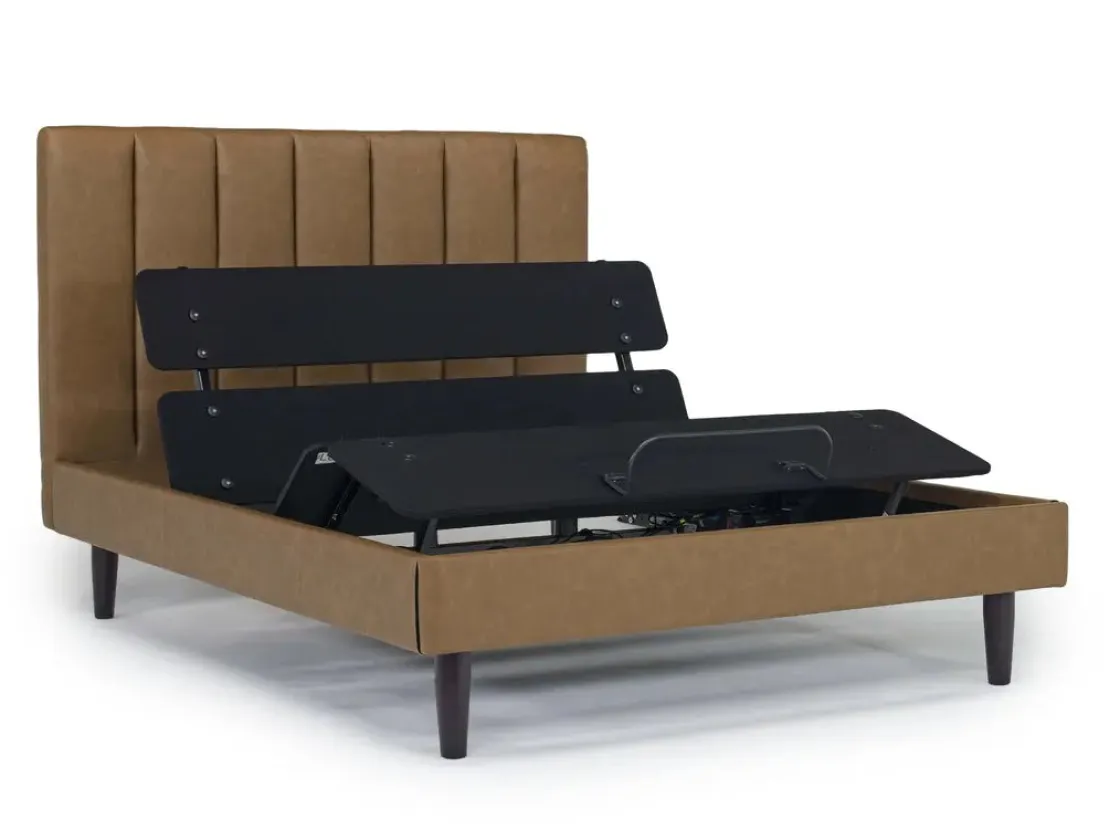 Mor Furniture Gavin Upholstered Adjustable Foundation Bed In Charcoal, Full
