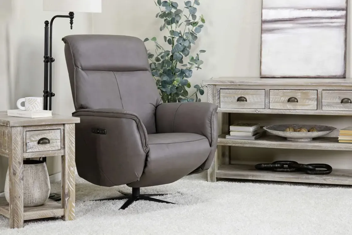 Mor Furniture Gentry Power Swivel Recliner In Gellar Birch