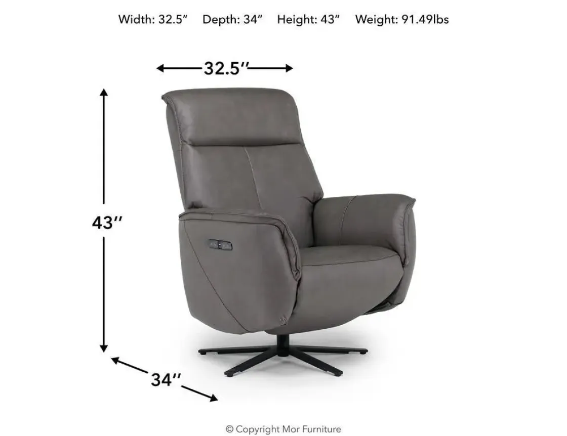Mor Furniture Gentry Power Swivel Recliner In Gellar Birch