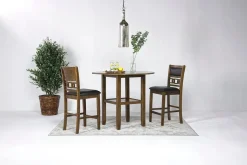 Mor Furniture Gia Counter Height Extendable Round Dining Table & 2 Stools In Gray
