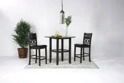 Mor Furniture Gia Counter Height Extendable Round Dining Table & 2 Stools In Gray