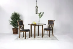 Mor Furniture Gia Extendable Round Dining Table & 2 Chairs In Dark Brown