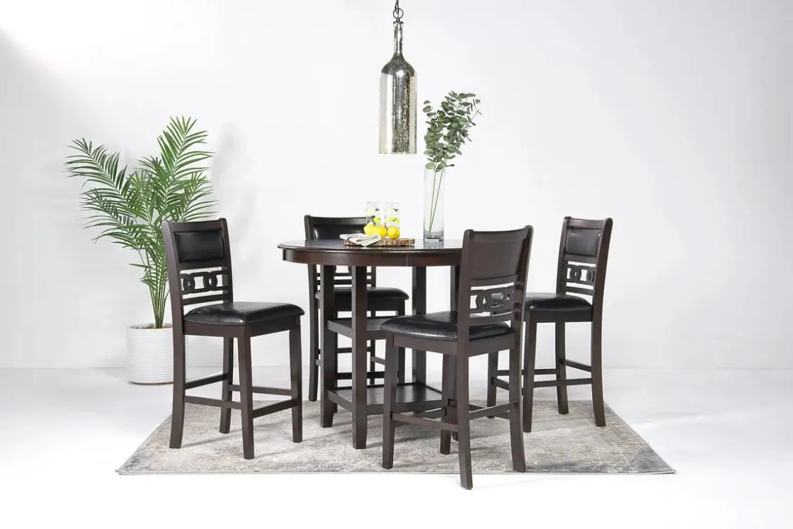 Mor Furniture Gia Round Counter Height Dining Table & 4 Stools In Gray