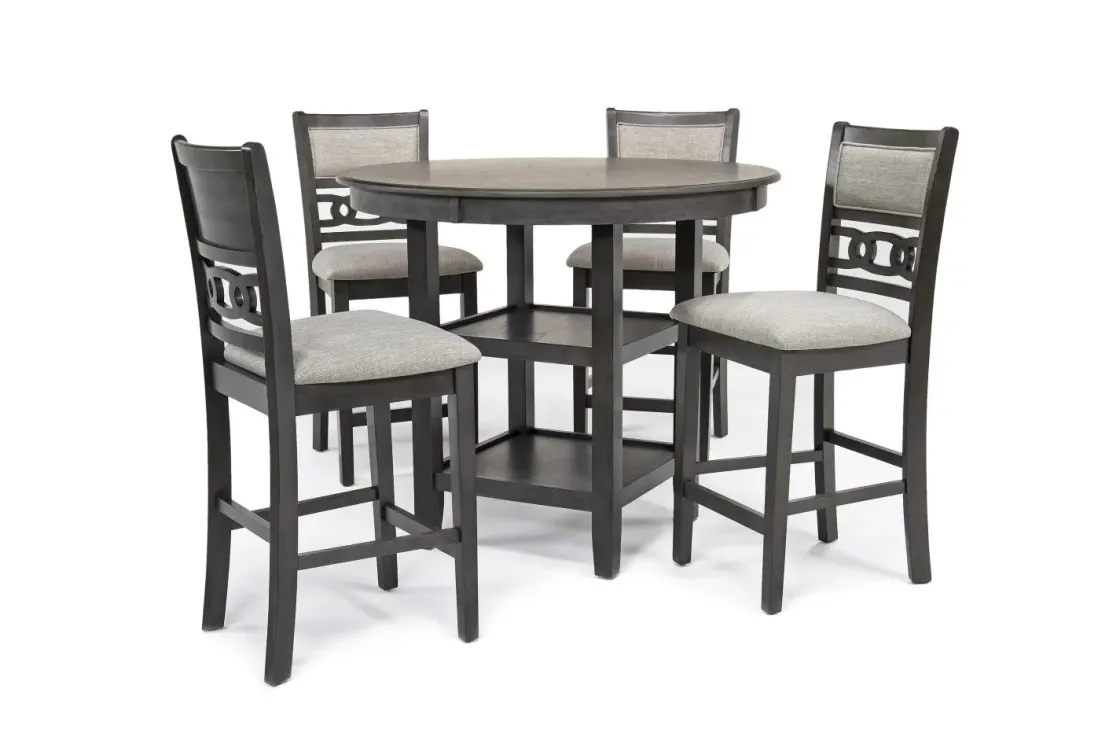 Mor Furniture Gia Round Counter Height Dining Table & 4 Stools In Gray