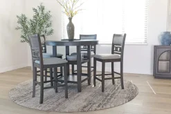 Mor Furniture Gia Round Counter Height Dining Table & 4 Stools In Gray