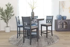 Mor Furniture Gia Round Counter Height Dining Table & 4 Stools In Gray