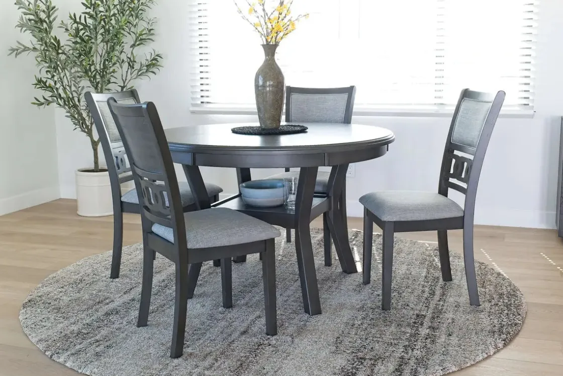 Mor Furniture Gia Round Dining Table & 4 Chairs In Dark Brown
