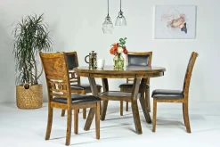 Mor Furniture Gia Round Dining Table & 4 Chairs In Dark Brown