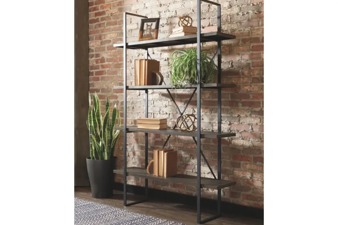 Mor Furniture Gilesgrove Tall Bookcase In Black & Gray