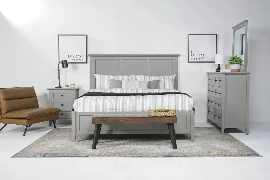 Mor Furniture Grace Panel Bed, Dresser, Mirror & Nightstand In Snowfall, Full