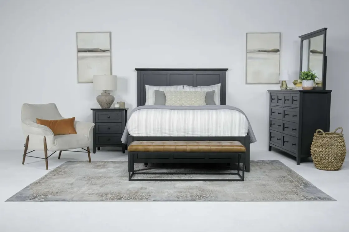 Mor Furniture Grace Panel Bed, Dresser, Mirror & Nightstand In Snowfall, Full