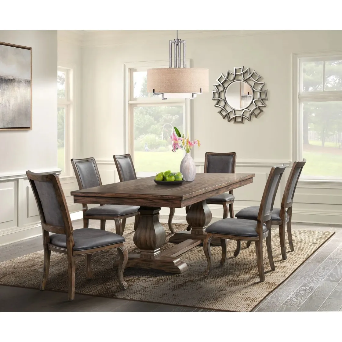 Mor Furniture Gramercy Dining Table & 6 Tall Back Chairs In Walnut