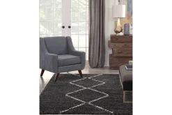 Mor Furniture Granada Luna Rug In Diamond Black, 5’ X 8’