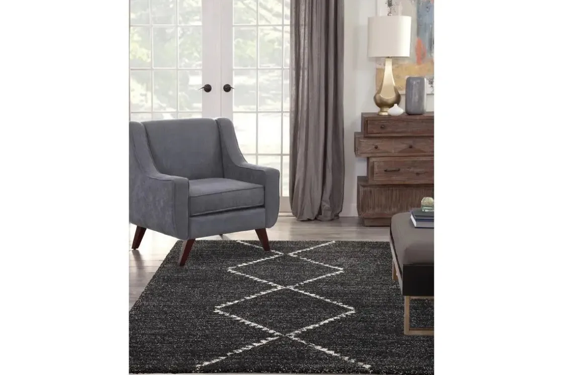 Mor Furniture Granada Luna Rug In Diamond Black, 5’ X 8’
