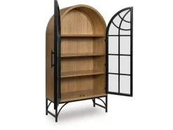 Mor Furniture Gwenwhich Glass Door Chest In Natural Brown/Black