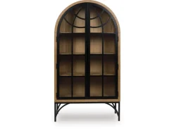 Mor Furniture Gwenwhich Glass Door Chest In Natural Brown/Black