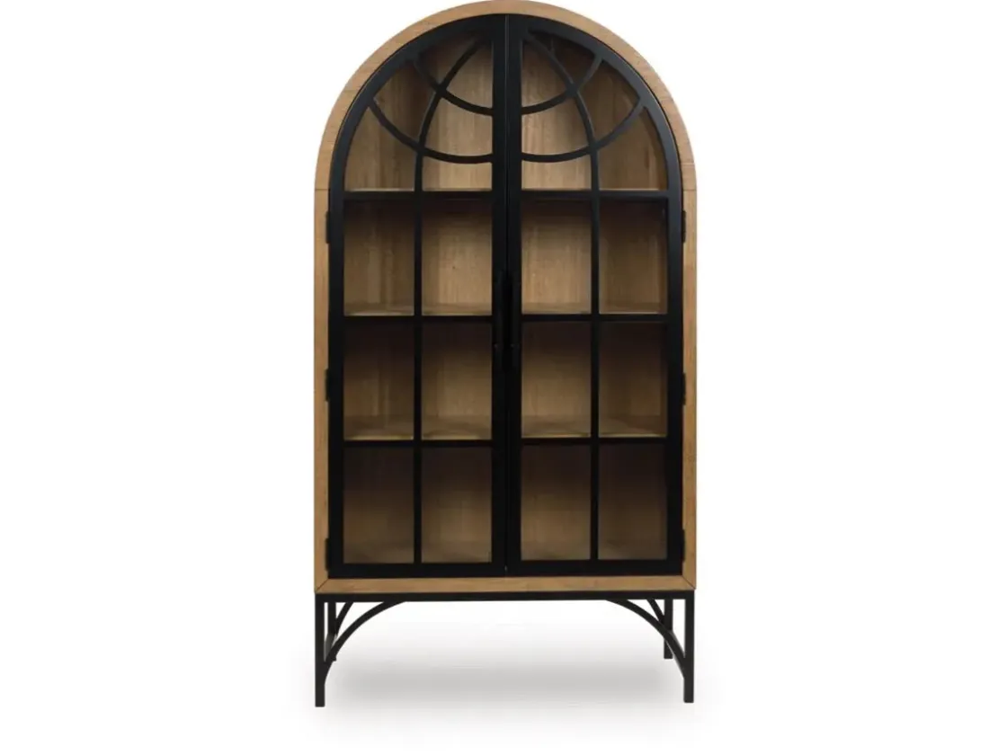 Mor Furniture Gwenwhich Glass Door Chest In Natural Brown/Black