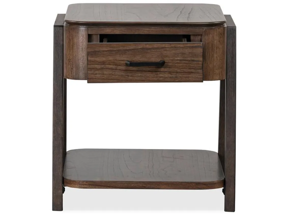 Mor Furniture Hallie Rectangle End Table In Milk Chocolate/Dark Chocolate